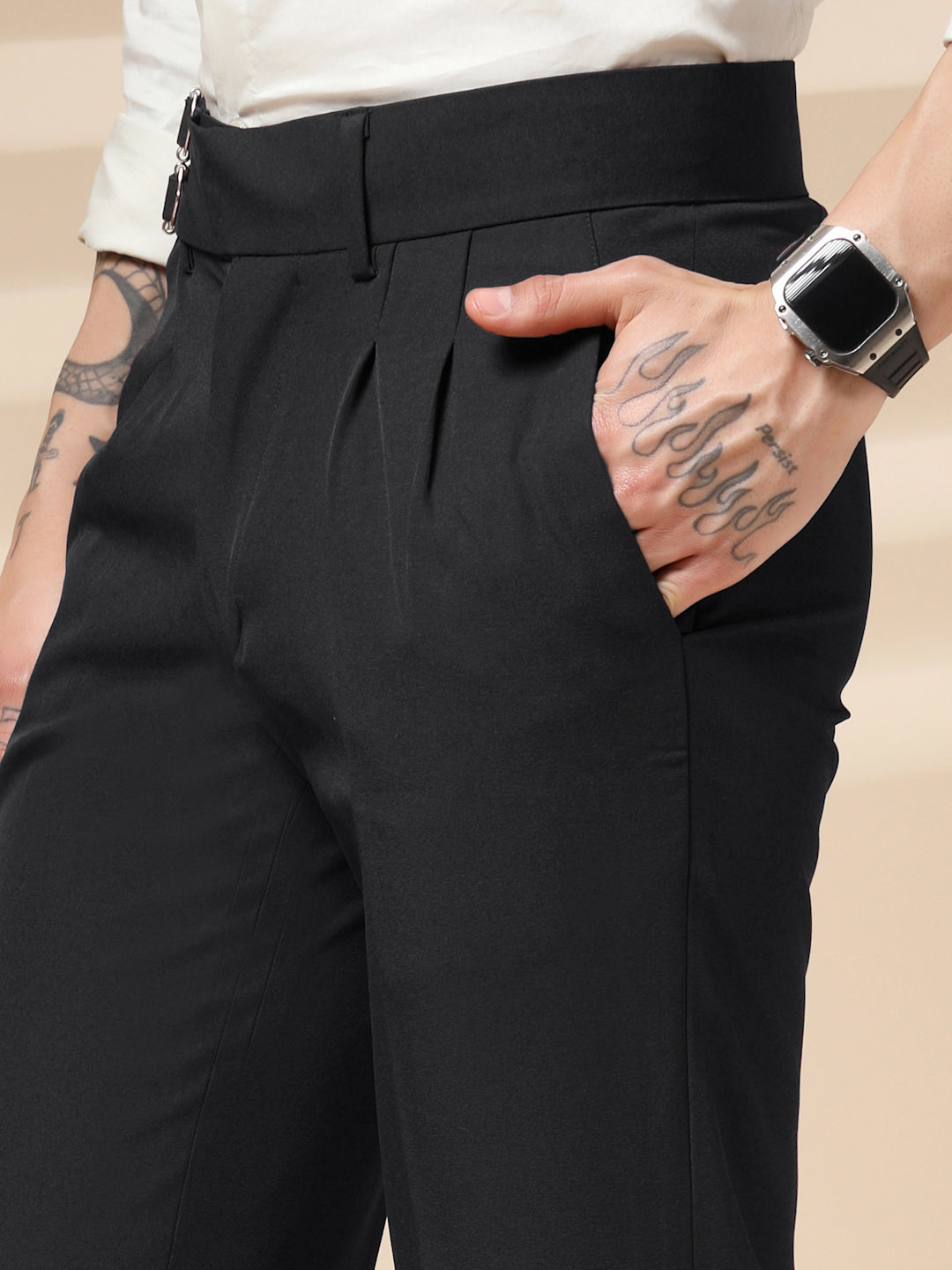 Black Double Buckle Formal Gurkha Pants by ITALIAN VEGA®
