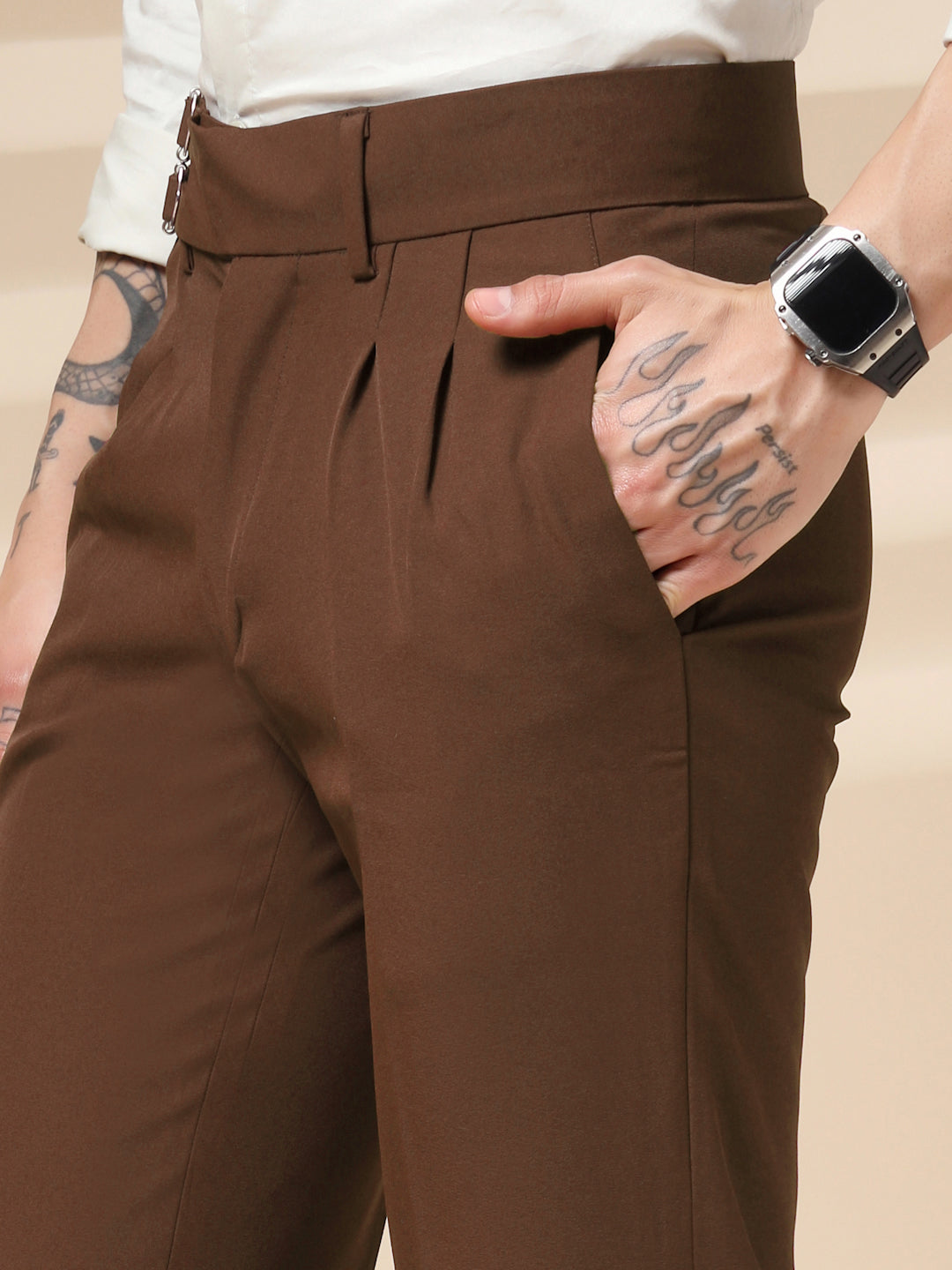 Brown Double Buckle Formal Gurkha Pants by ITALIAN VEGA®