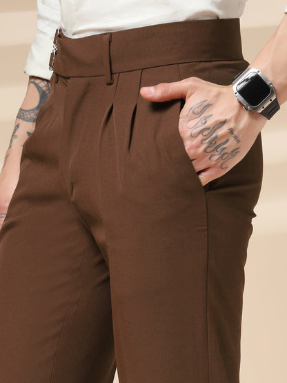 Brown Double Buckle Formal Gurkha Pants by ITALIAN VEGA®