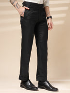 Black Exotic Herringbone Gurkha Pants | Boot Cut Fit by Italian Vega®