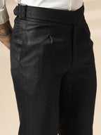 Black Exotic Herringbone Gurkha Pants | Boot Cut Fit by Italian Vega®