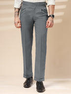 Stone Grey Classic Buckle Formal Gurkha Pants by ITALIAN VEGA®