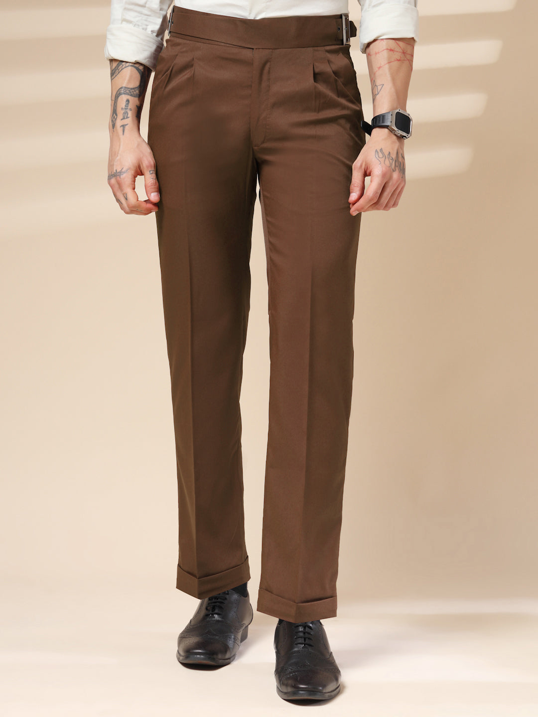 Brown Classic Buckle Gurkha Pants by Italian Vega®