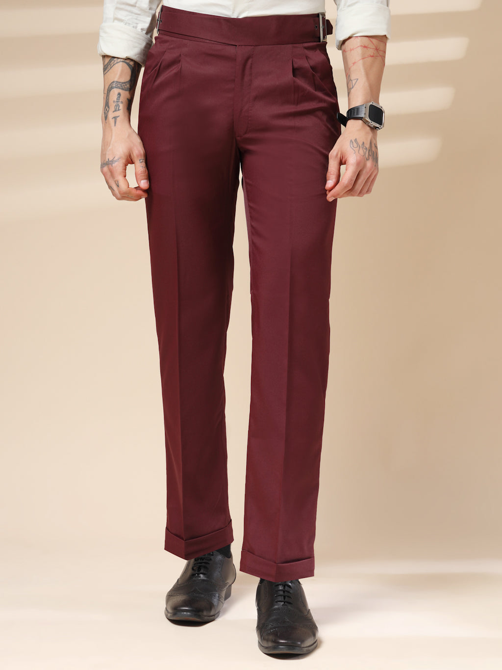 Wine Classic Buckle Gurkha Pants by Italian Vega®