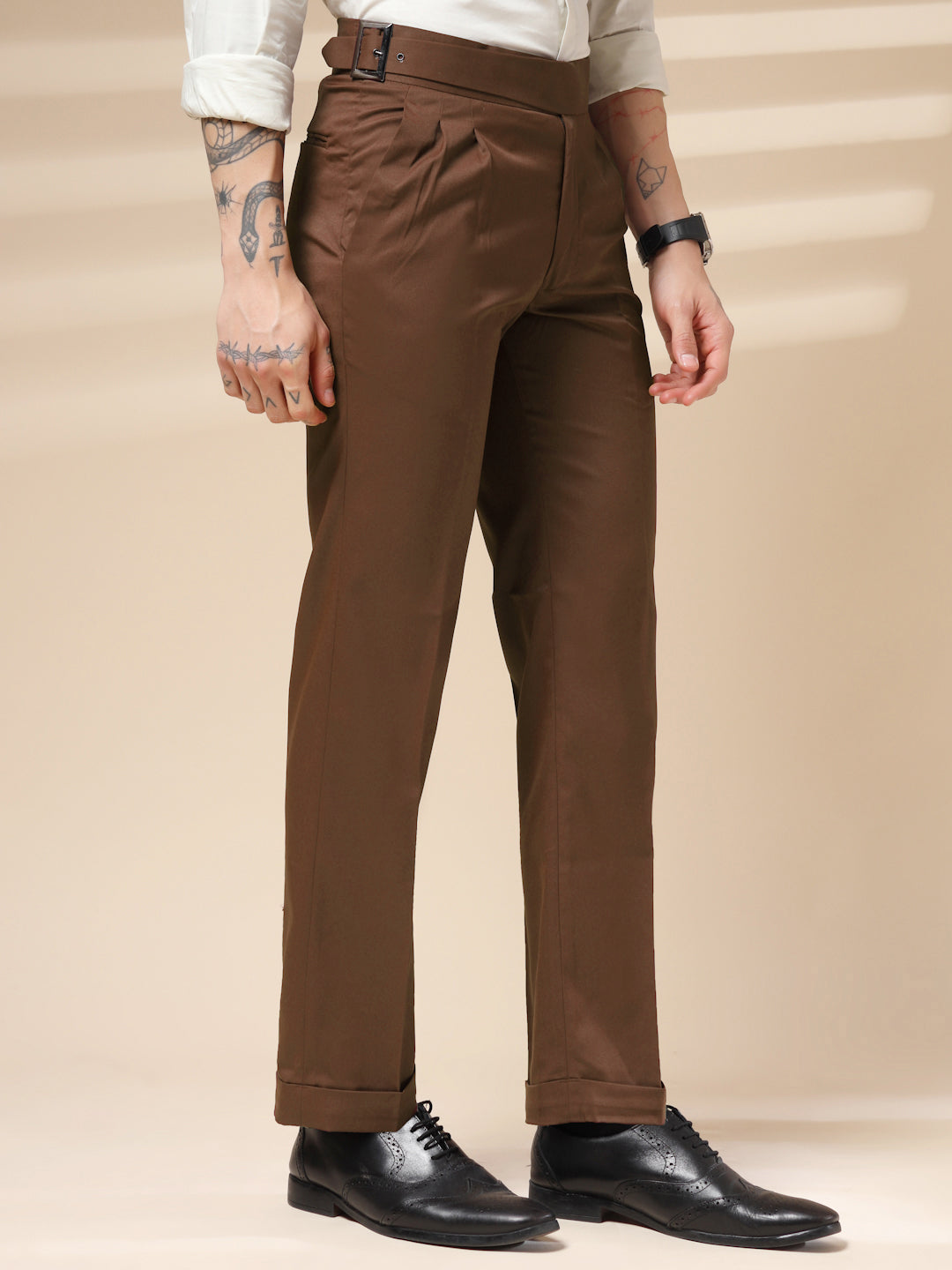 Brown Classic Buckle Gurkha Pants by Italian Vega®