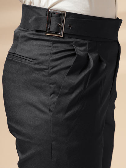 Black Classic Buckle Formal Gurkha Pants by ITALIAN VEGA®