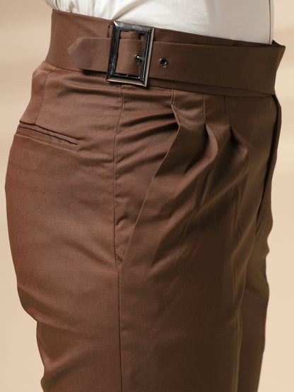 Brown Classic Buckle Gurkha Pants by Italian Vega®