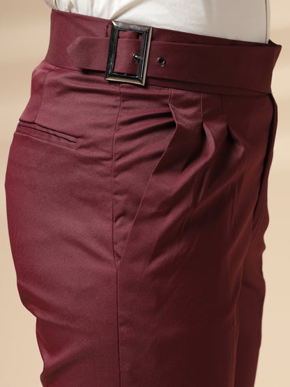 Wine Classic Buckle Gurkha Pants by Italian Vega®