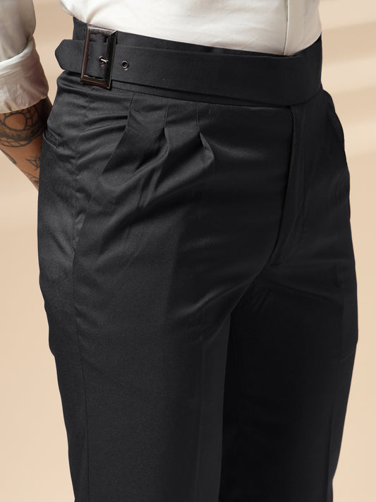 Black Classic Buckle Formal Gurkha Pants by ITALIAN VEGA®