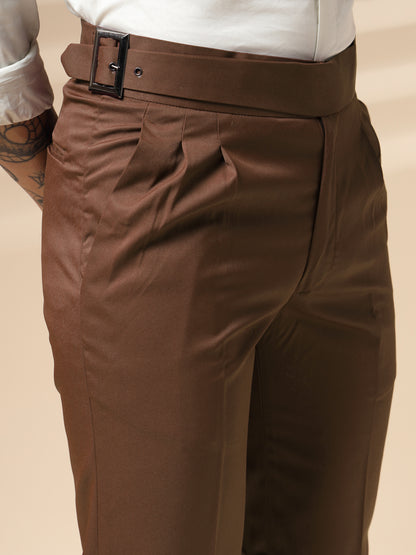 Brown Classic Buckle Gurkha Pants by Italian Vega®