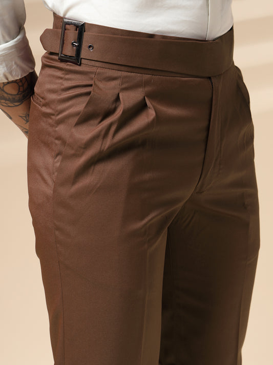 Brown Classic Buckle Gurkha Pants by Italian Vega®
