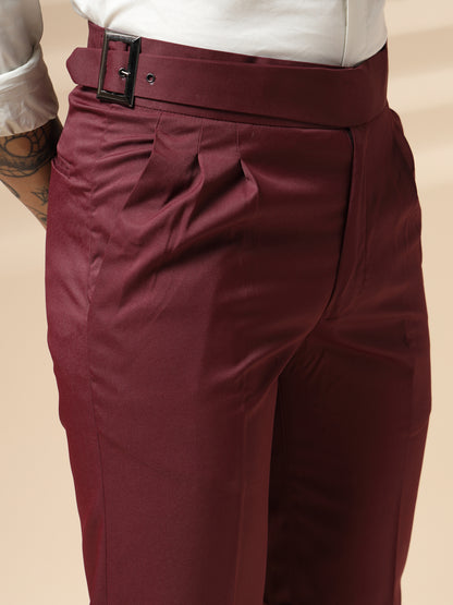 Wine Classic Buckle Gurkha Pants by Italian Vega®
