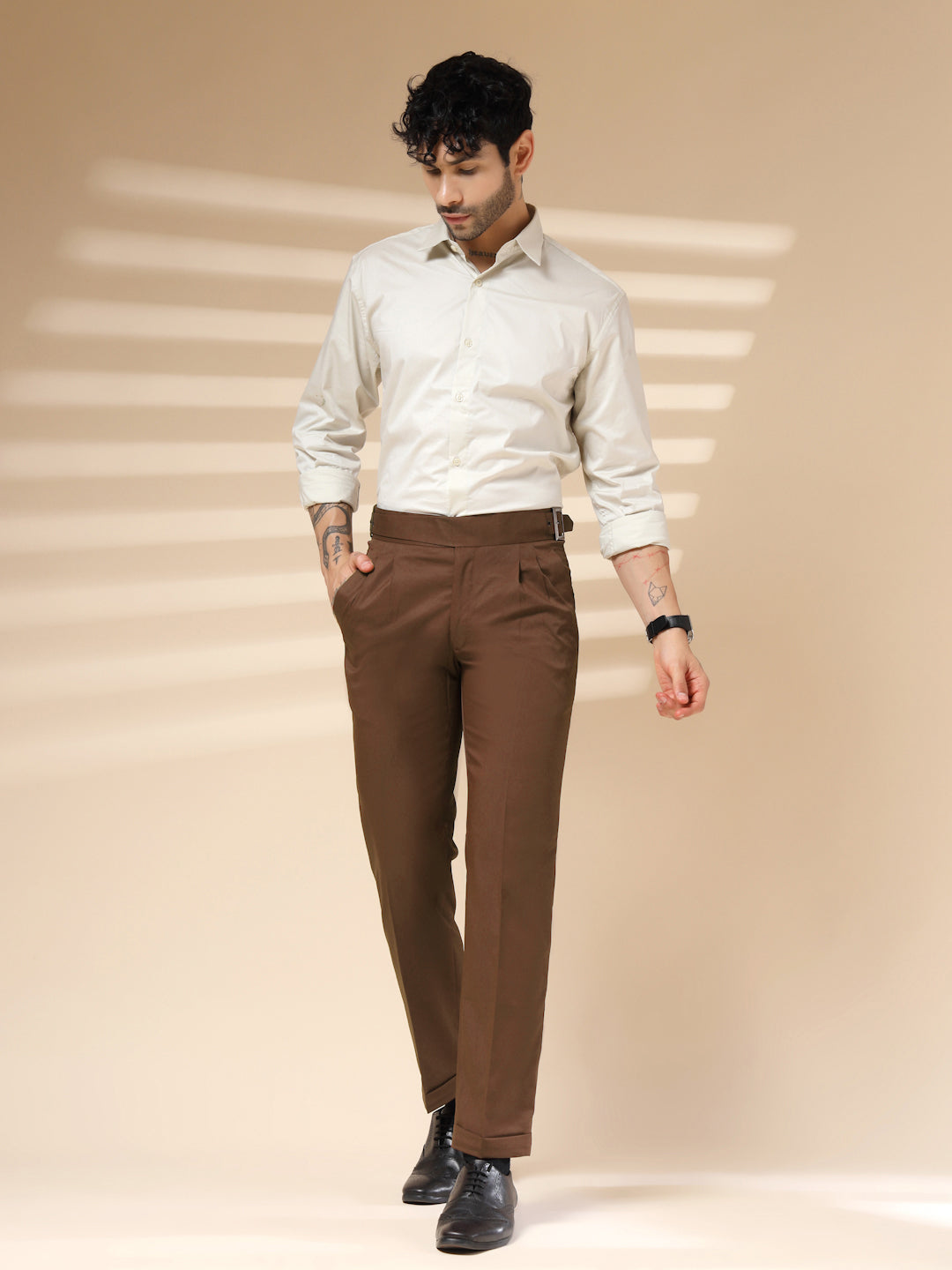 Brown Classic Buckle Gurkha Pants by Italian Vega®