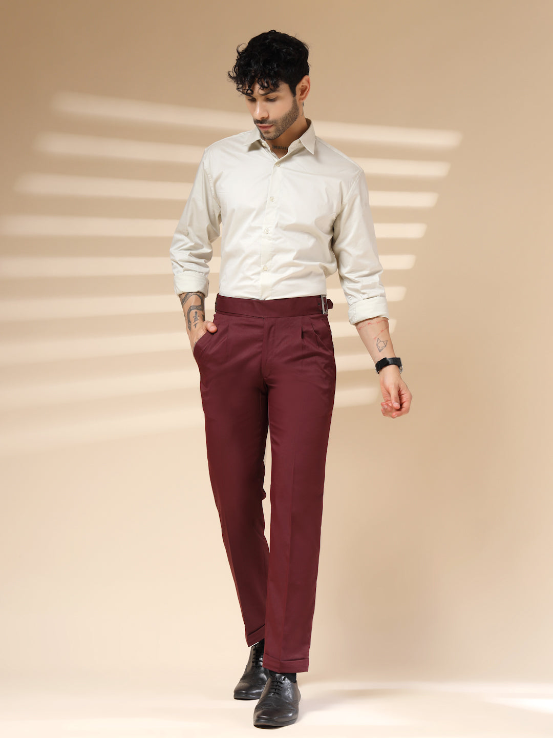 Wine Classic Buckle Gurkha Pants by Italian Vega®