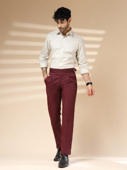 Wine Classic Buckle Gurkha Pants by Italian Vega®