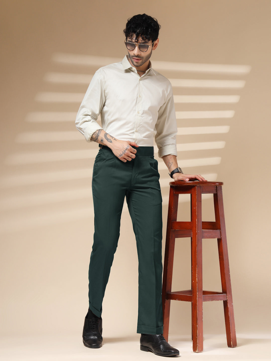 Bottle Green Classic Buckle Gurkha Pants by Italian Vega®