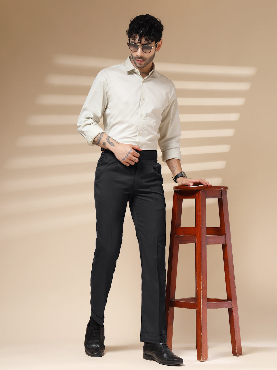 Black Classic Buckle Formal Gurkha Pants by ITALIAN VEGA®