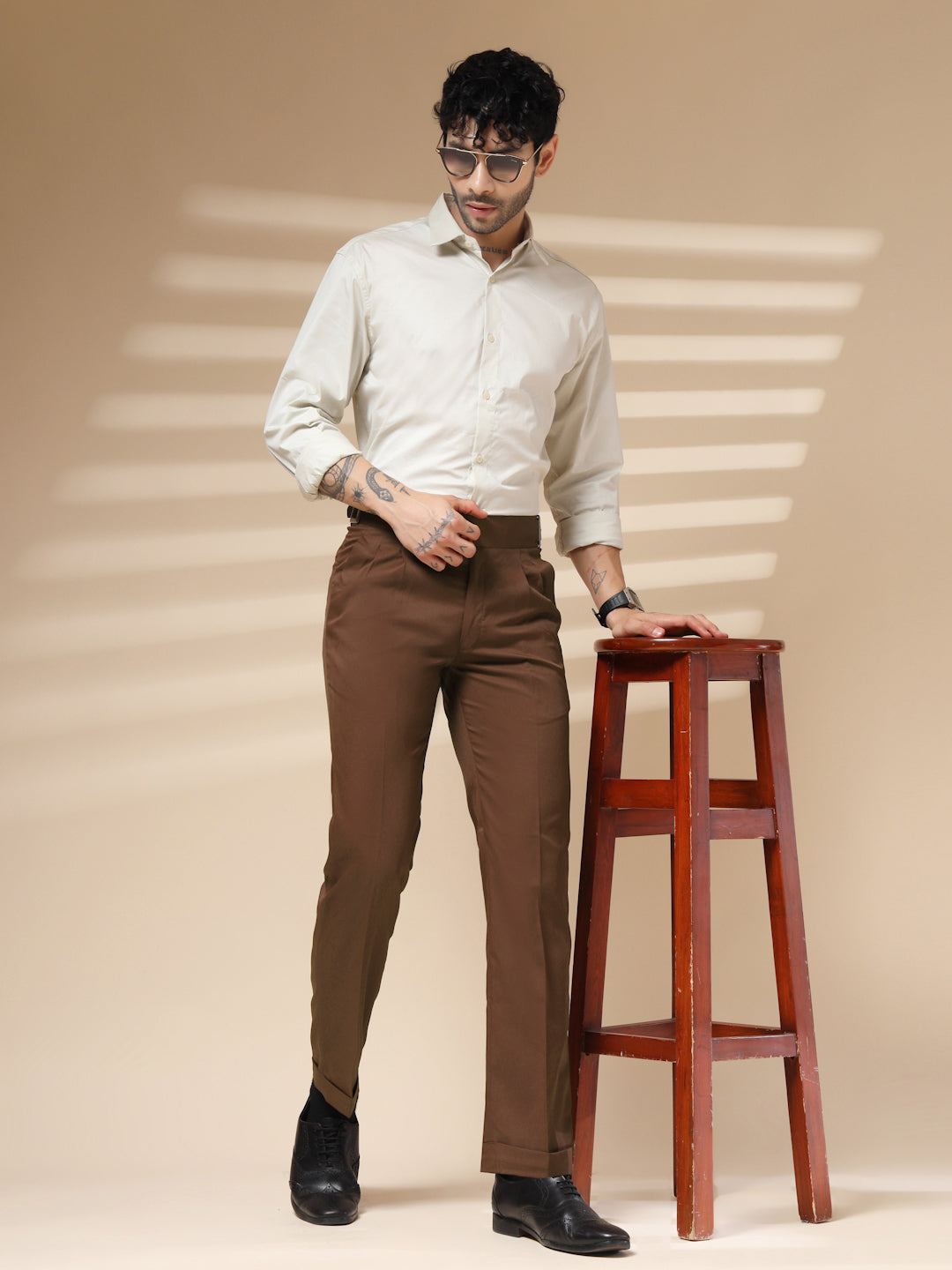 Brown Classic Buckle Gurkha Pants by Italian Vega®