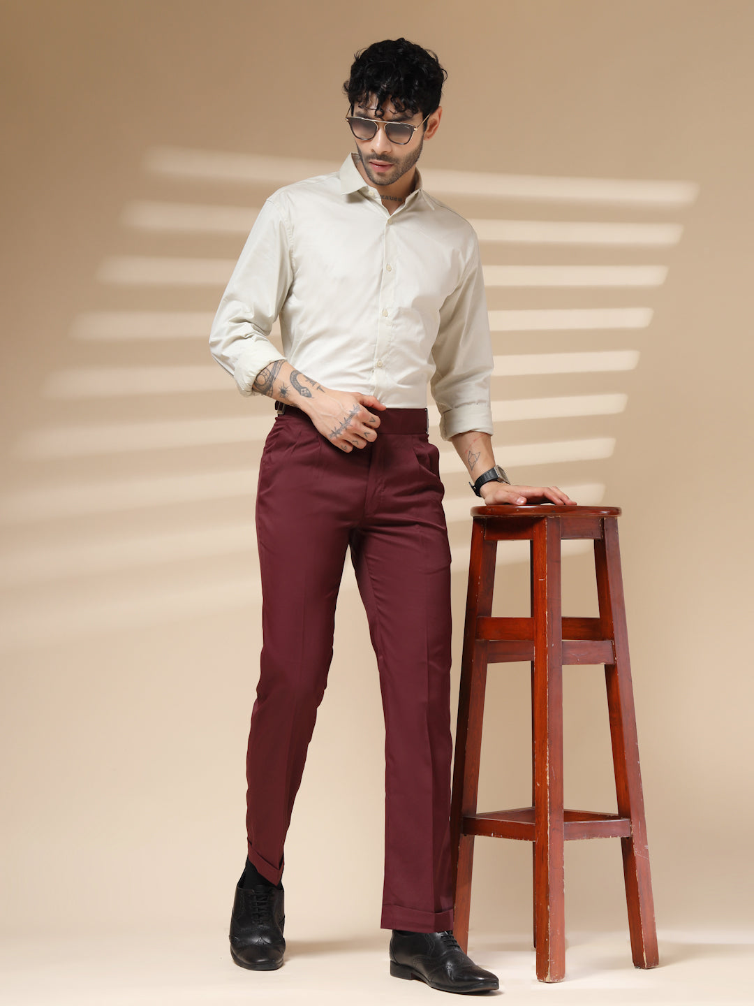 Wine Classic Buckle Gurkha Pants by Italian Vega®