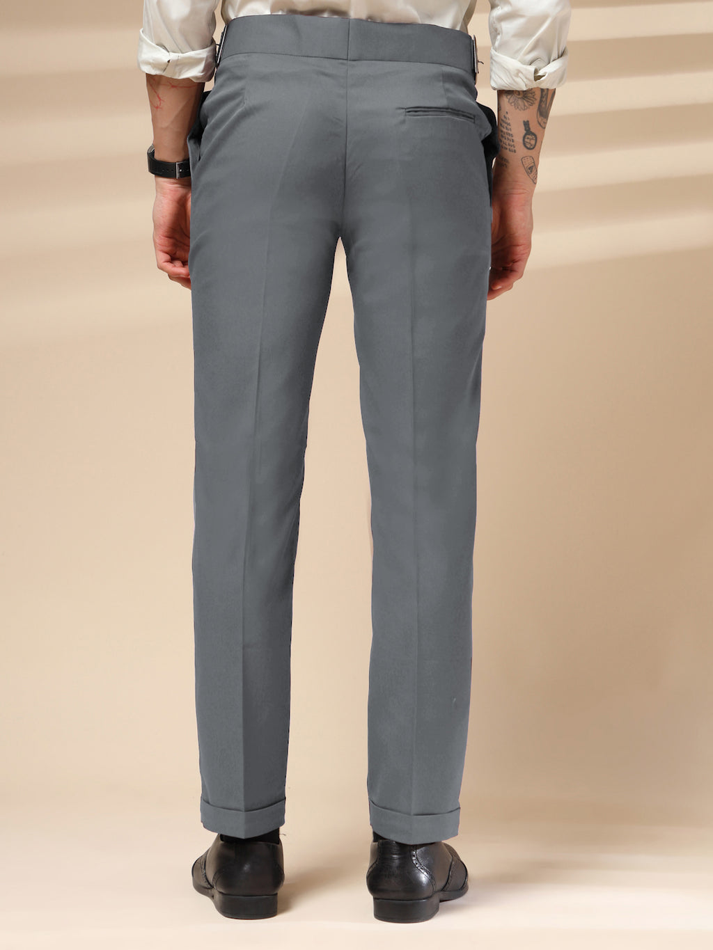 Stone Grey Classic Buckle Formal Gurkha Pants by ITALIAN VEGA®