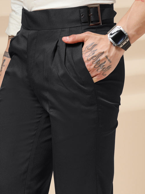 Black Classic Buckle Formal Gurkha Pants by ITALIAN VEGA®