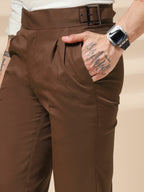 Brown Classic Buckle Gurkha Pants by Italian Vega®