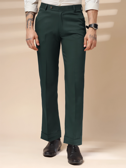 Bottle Green Men Formal Pant by ITALIAN VEGA®