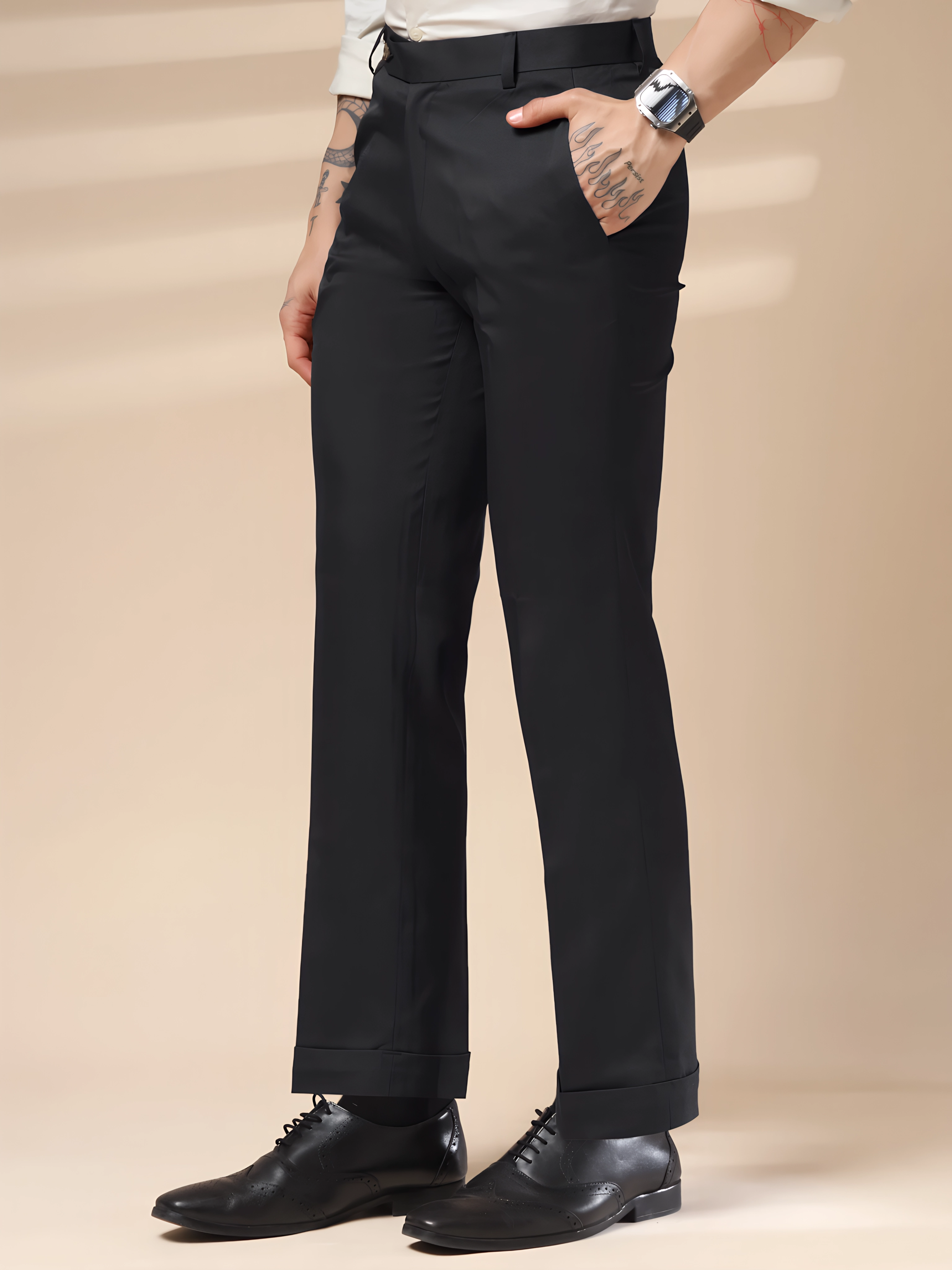 Charcoal Black Men Formal Pants by Italian Vega®