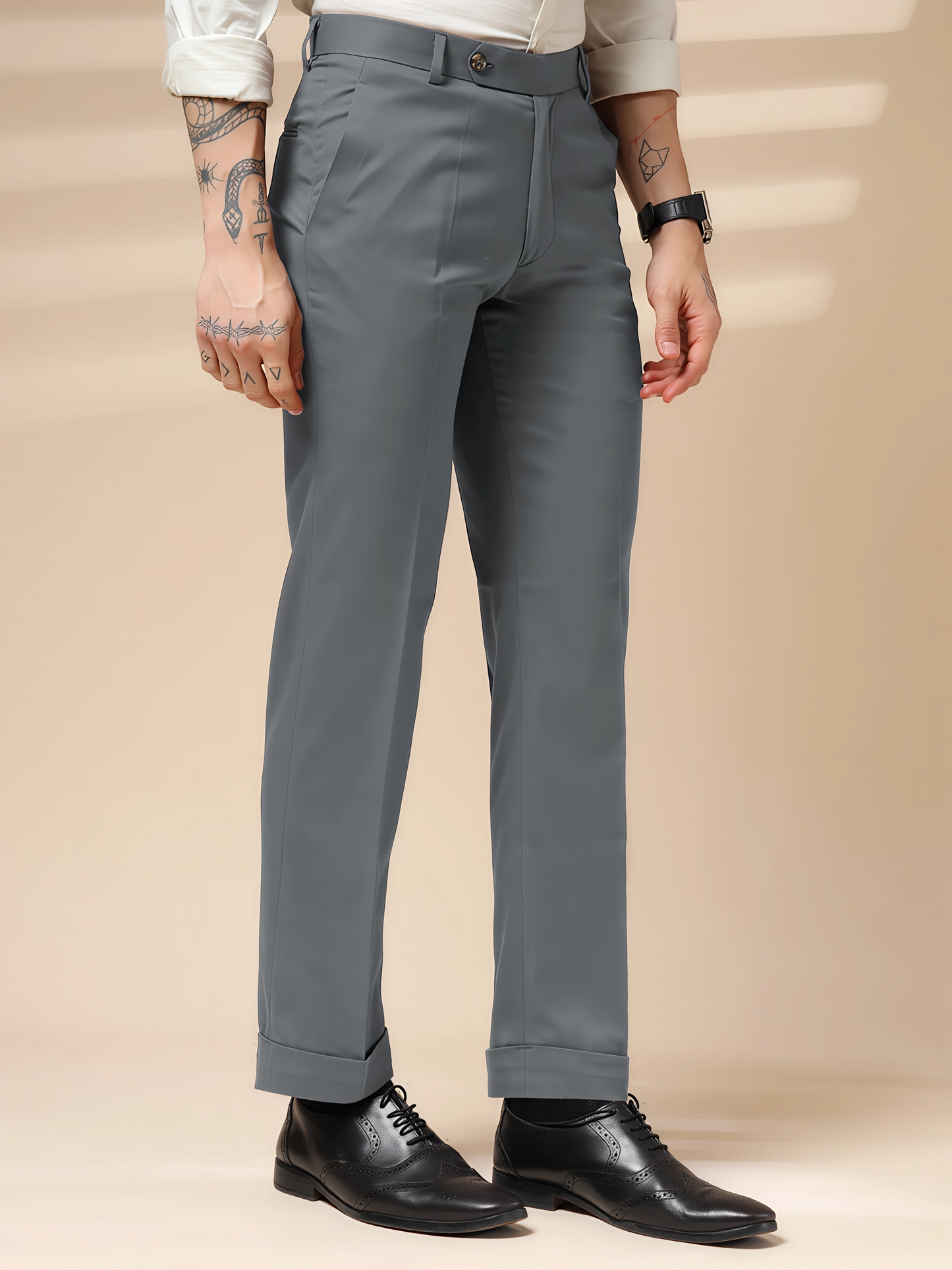 Stone Grey Men Formal Pant by ITALIAN VEGA®