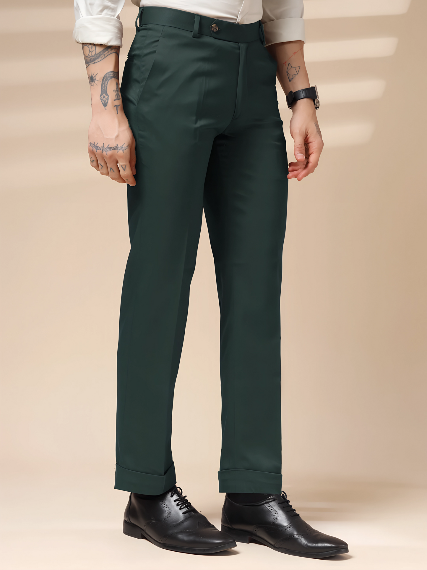 Bottle Green Men Formal Pant by ITALIAN VEGA®