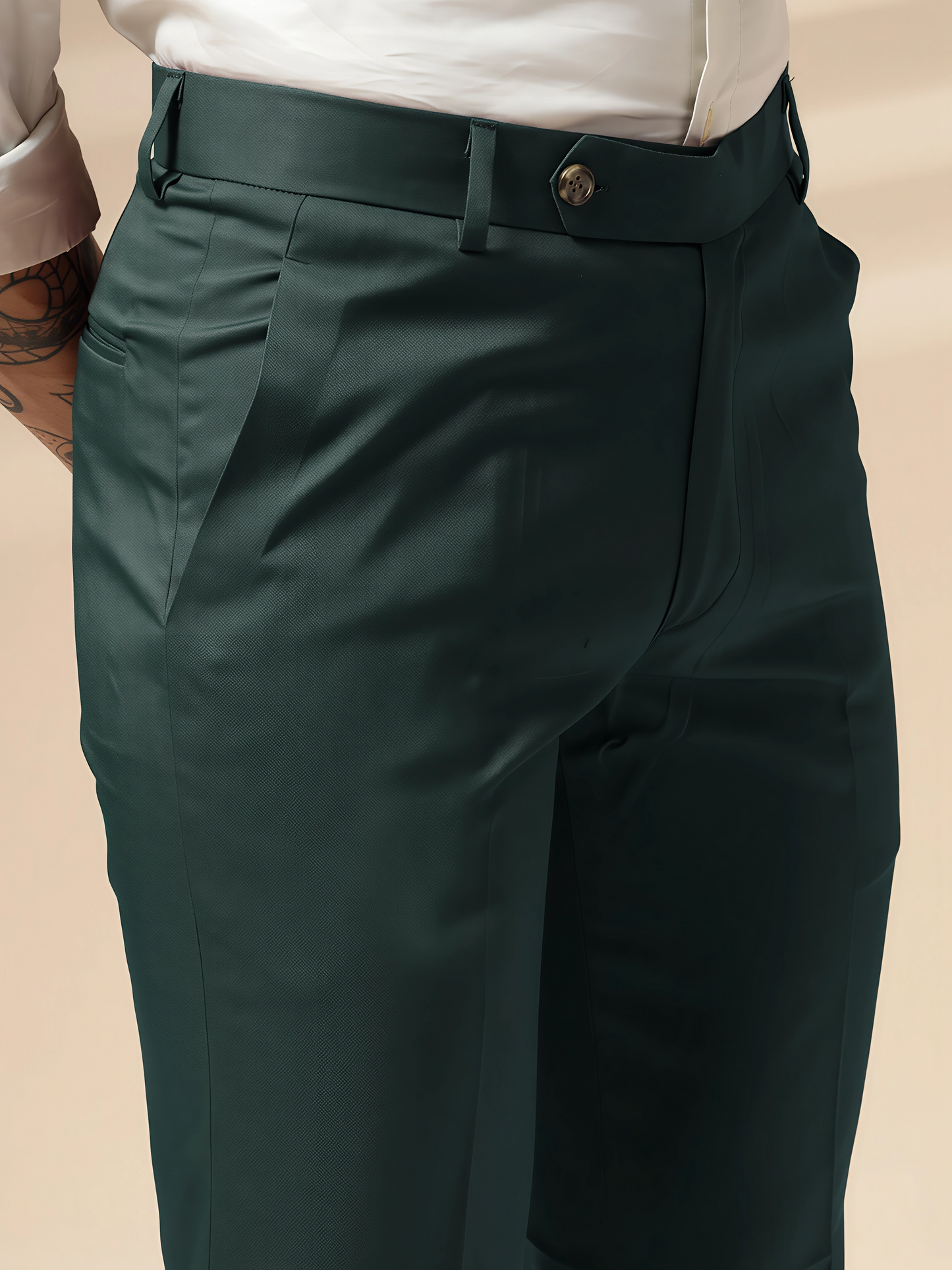 Bottle Green Men Formal Pant by ITALIAN VEGA®