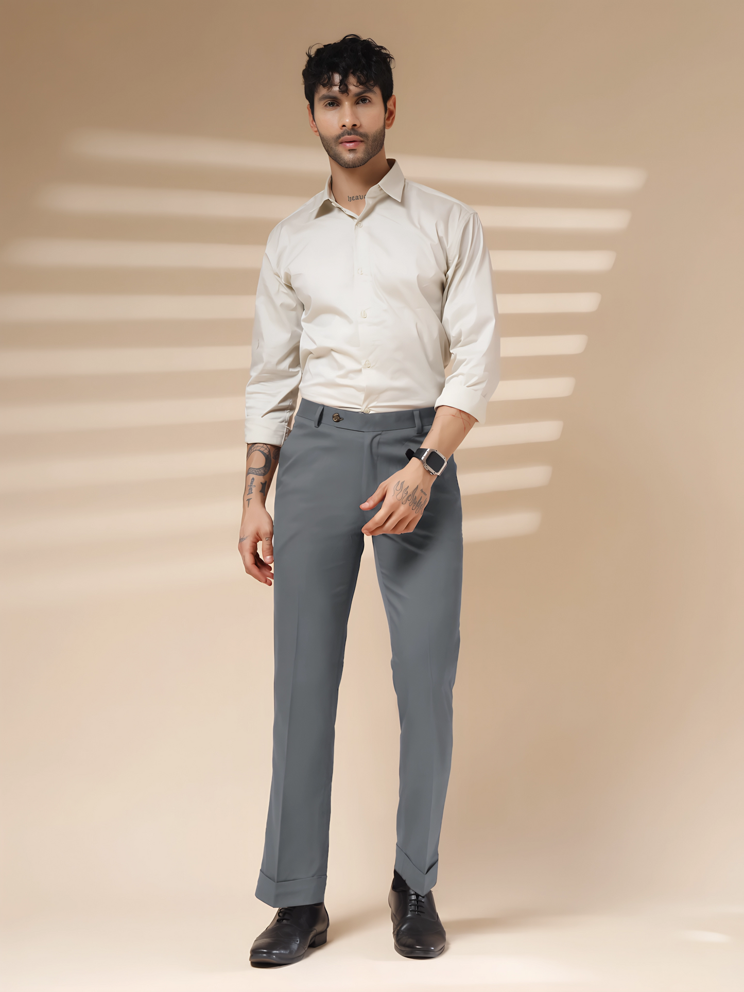 Stone Grey Men Formal Pant by ITALIAN VEGA®