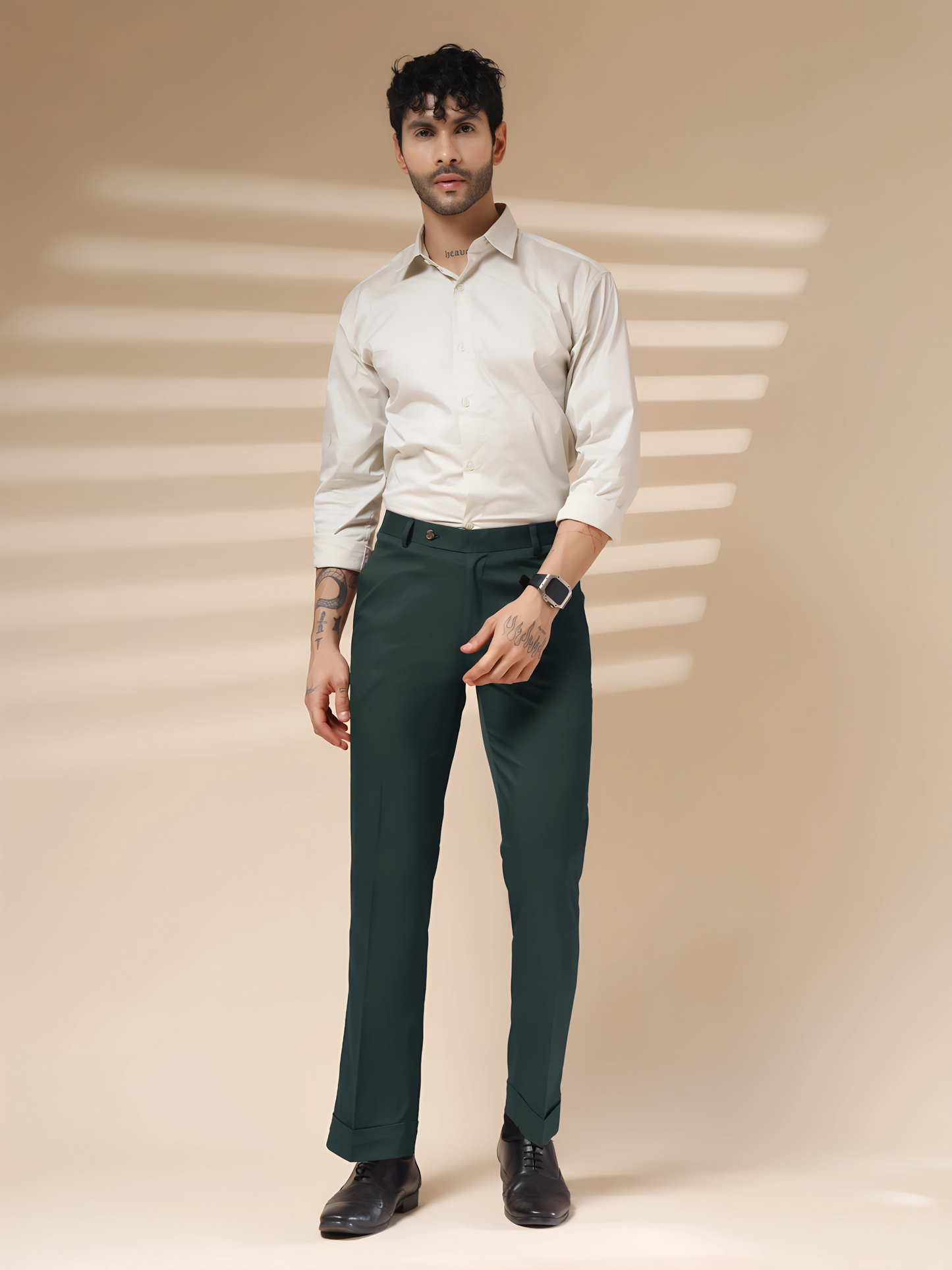 Bottle Green Men Formal Pant by ITALIAN VEGA®