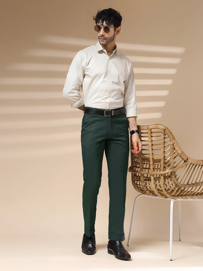 Bottle Green Men Formal Pant by ITALIAN VEGA®