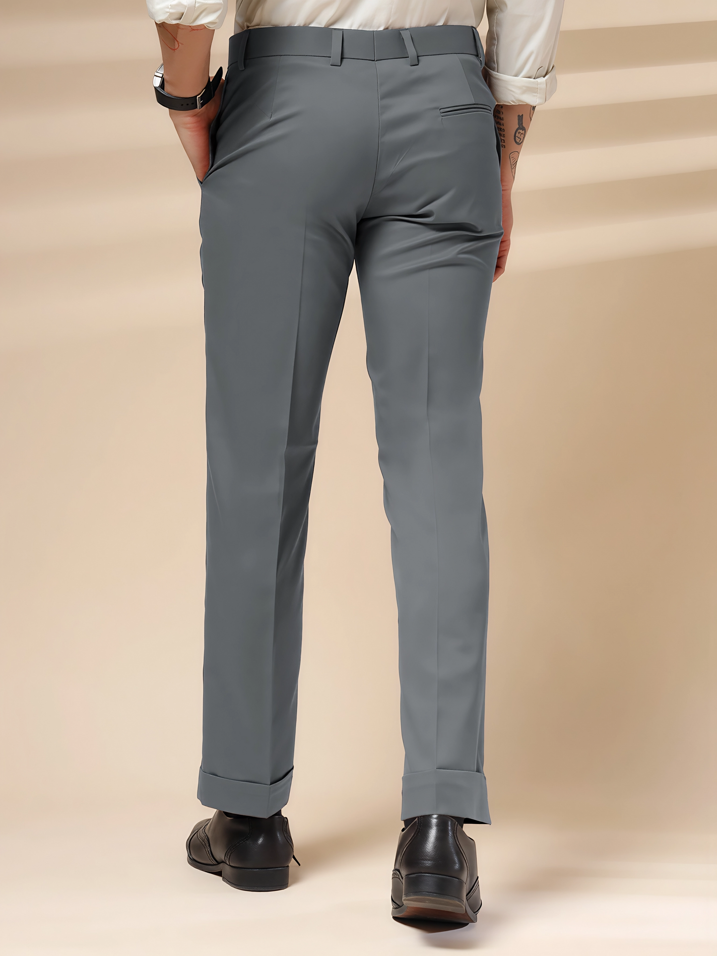 Stone Grey Men Formal Pant by ITALIAN VEGA®