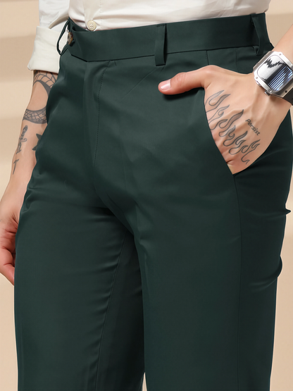 Bottle Green Men Formal Pant by ITALIAN VEGA®