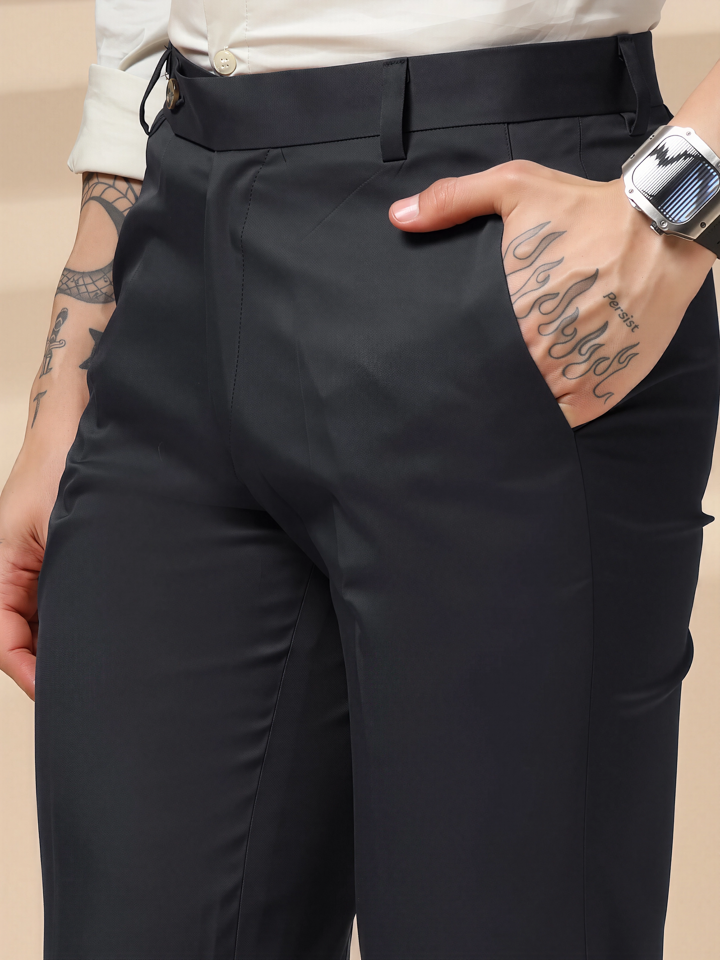 Charcoal Black Men Formal Pants by Italian Vega®