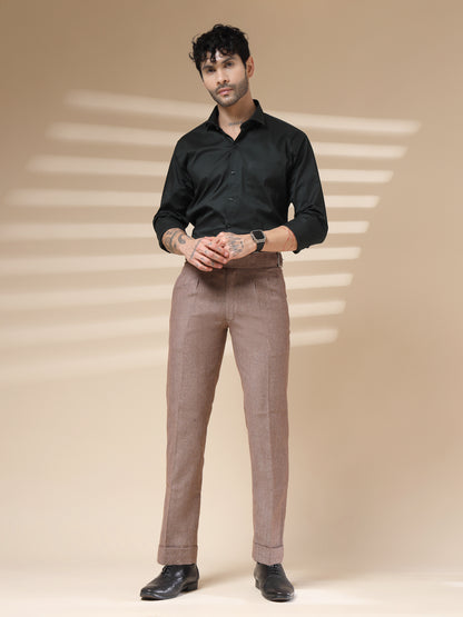 Khakhi Classic Buckle Herringbone Gurkha Pants | Boot Cut Fit by Italian Vega® (Winter Warm)