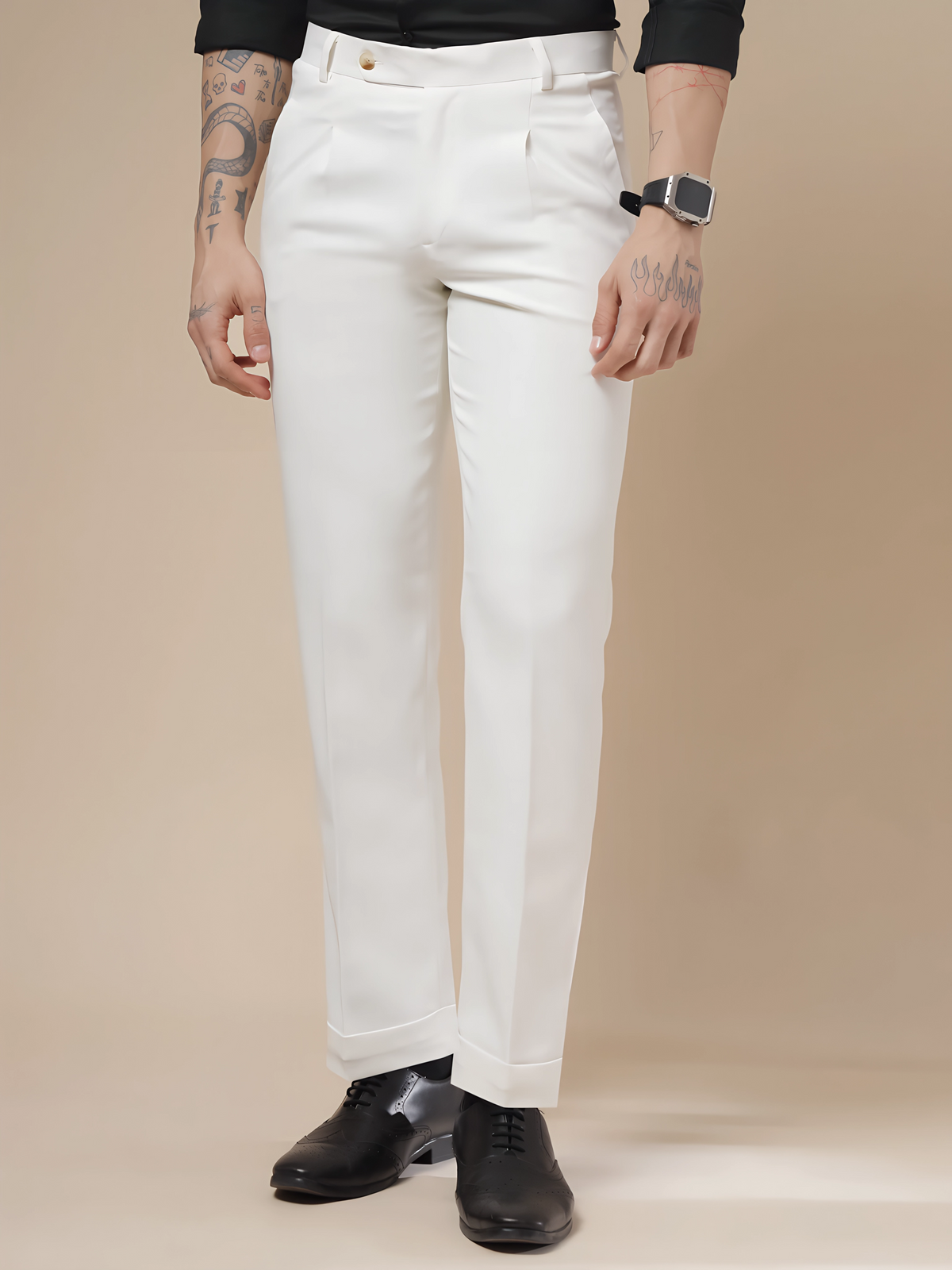 White Men Pleated Formal Trouser by Italian Vega®