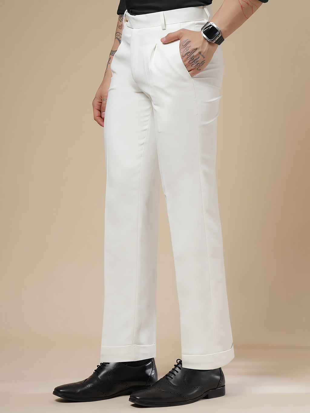 White Men Pleated Formal Trouser by Italian Vega®
