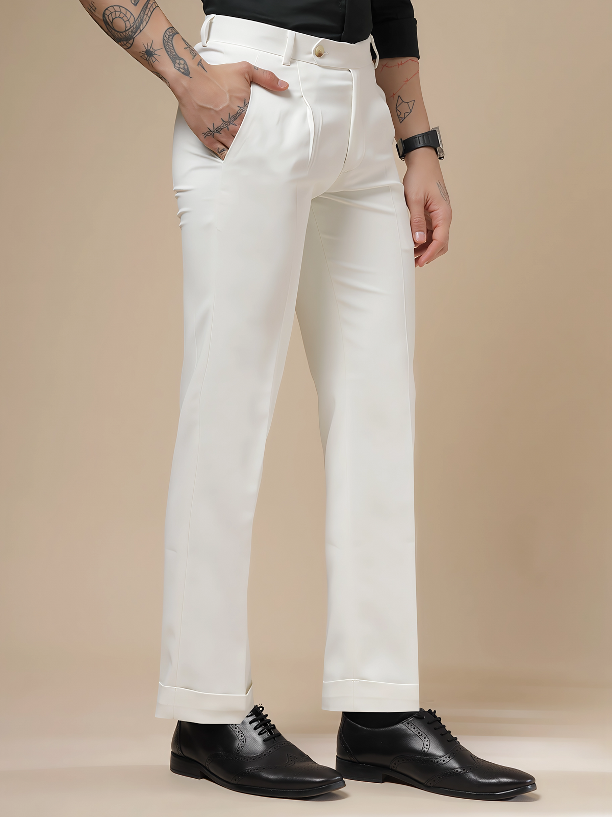 White Men Pleated Formal Trouser by Italian Vega®
