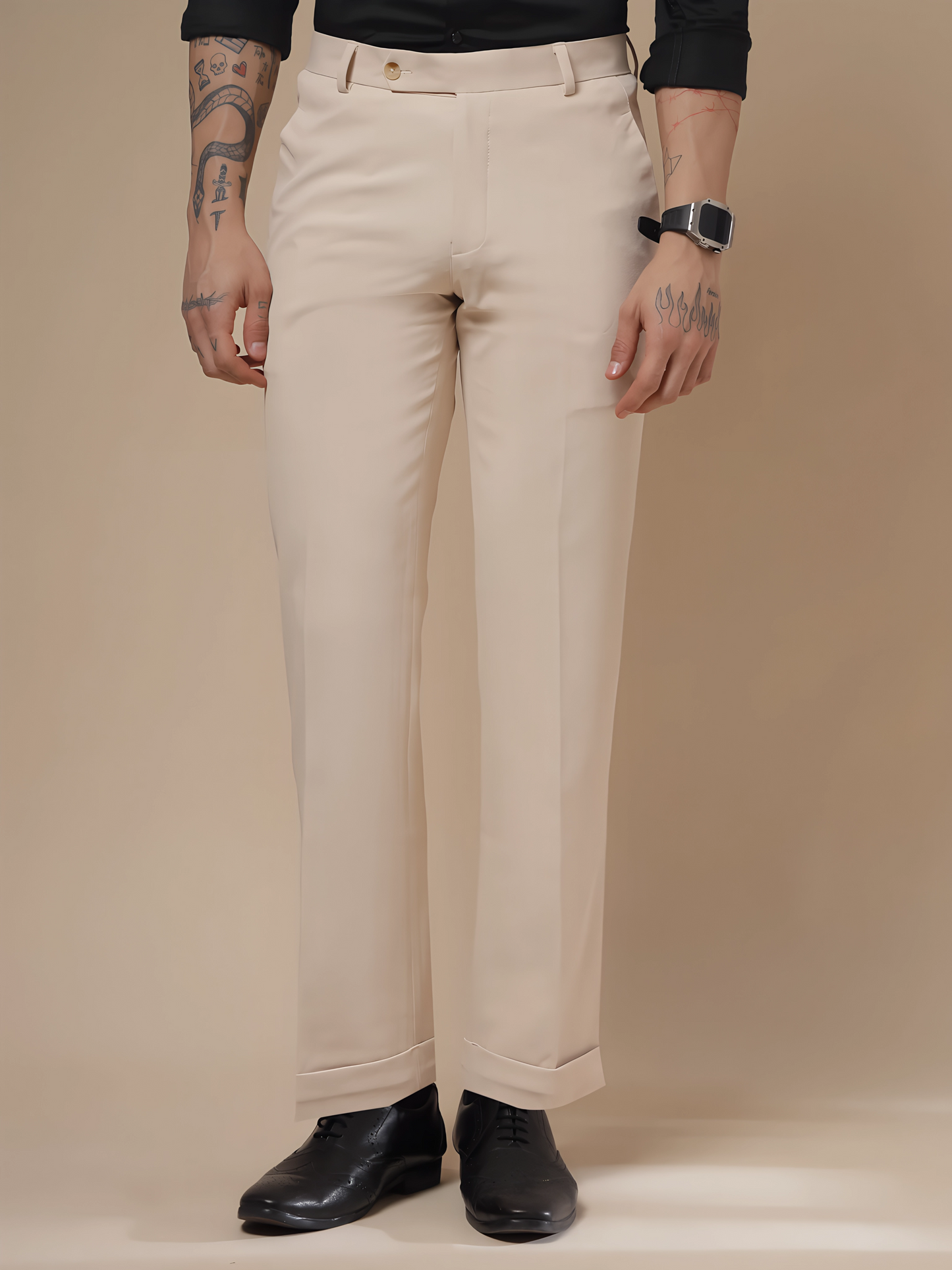 Beige Men Formal Trouser Pants by Italian Vega®