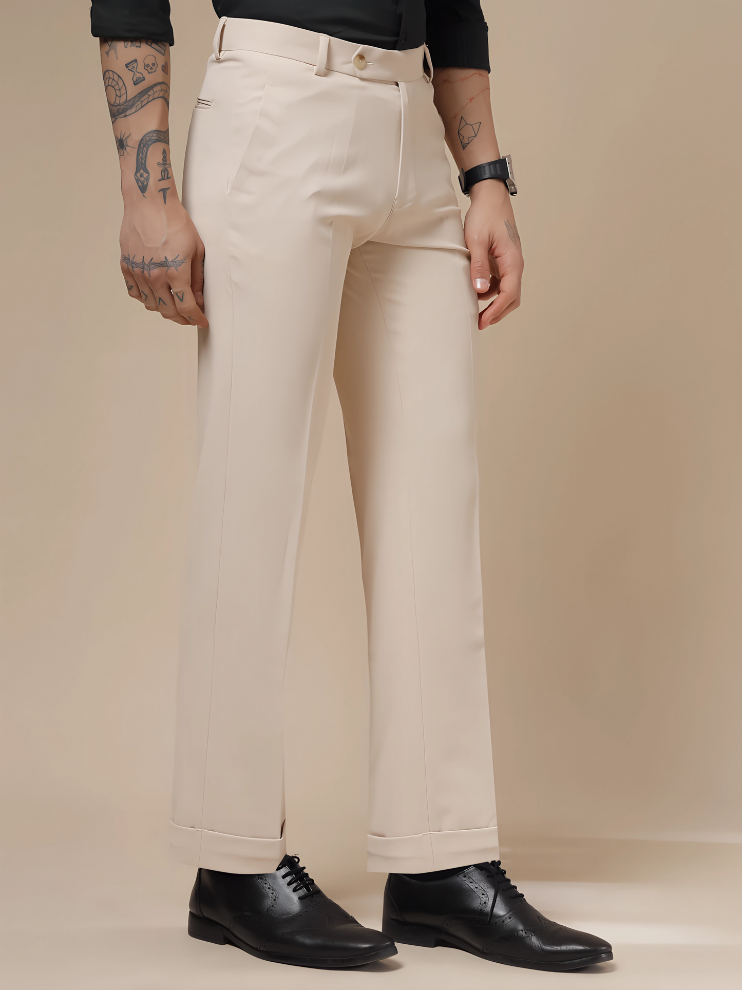 Beige Men Formal Trouser Pants by Italian Vega®