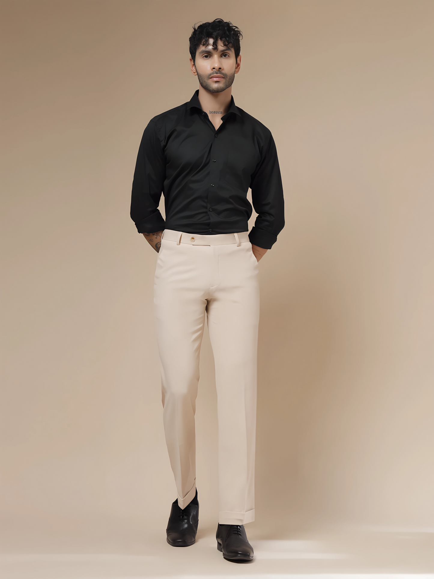 Beige Men Formal Trouser Pants by Italian Vega®