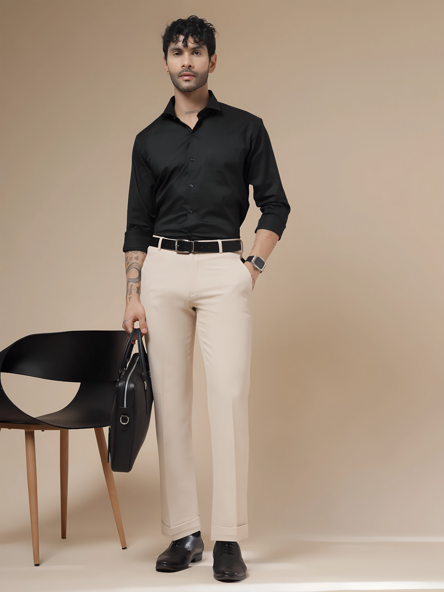 Beige Men Formal Trouser Pants by Italian Vega®
