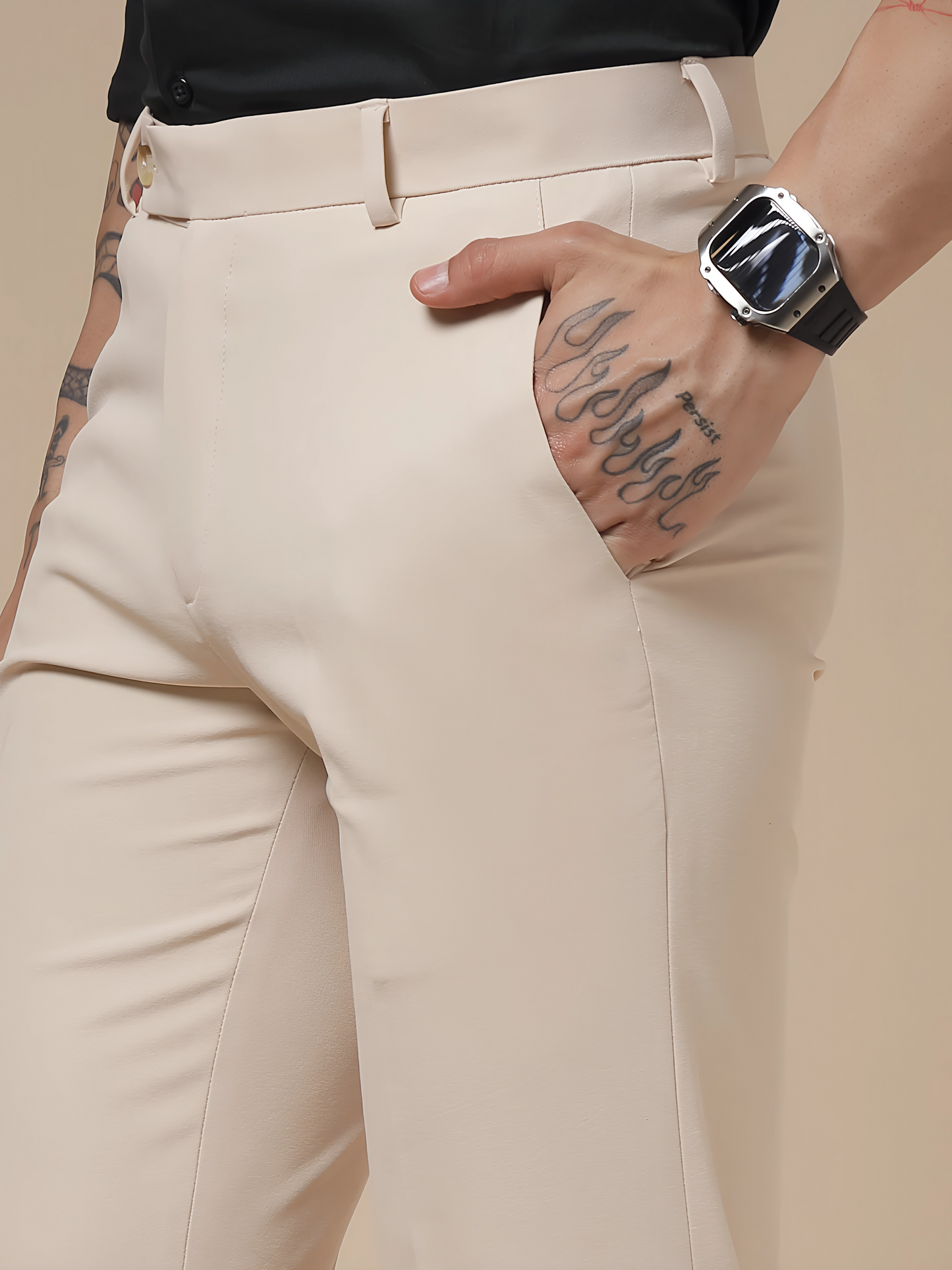 Beige Men Formal Trouser Pants by Italian Vega®