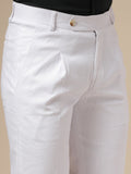 White Linen Formal Pleated Gurkha Pants | Boot Cut Fit by Italian Vega®