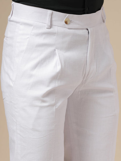 White Formal Pleated Linen Gurkha Pants | Boot Cut Fit by Italian Vega®