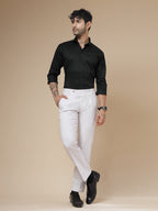 White Linen Formal Pleated Gurkha Pants | Boot Cut Fit by Italian Vega®