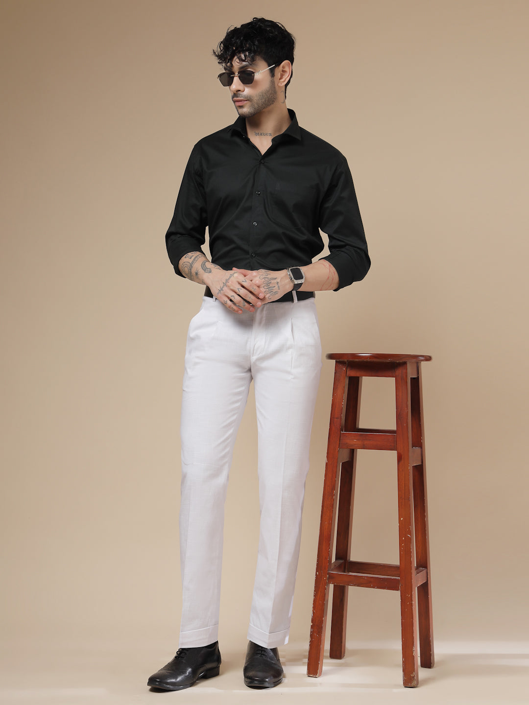 White Formal Pleated Linen Gurkha Pants | Boot Cut Fit by Italian Vega®